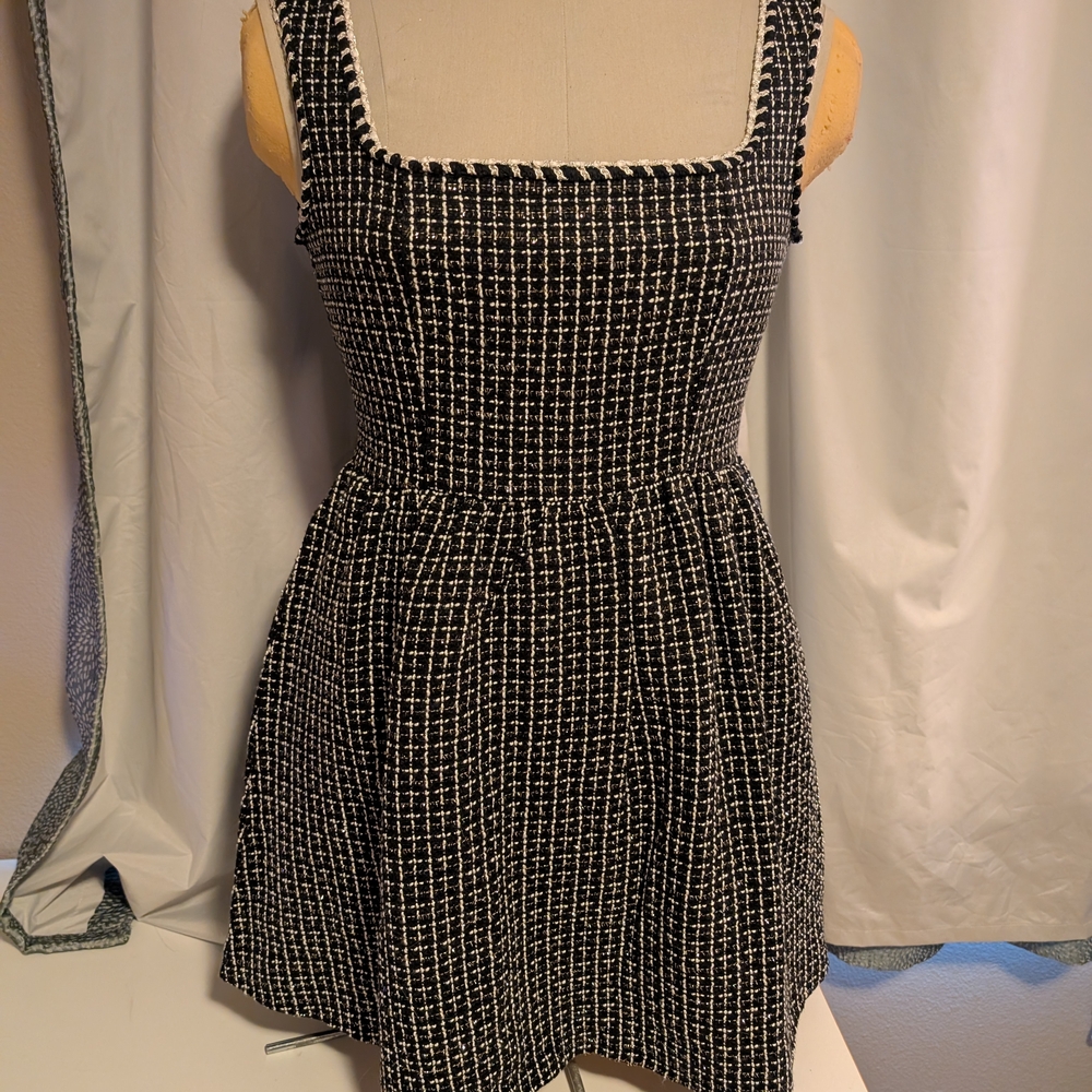 Cider Black and White Tweed Mini Dress